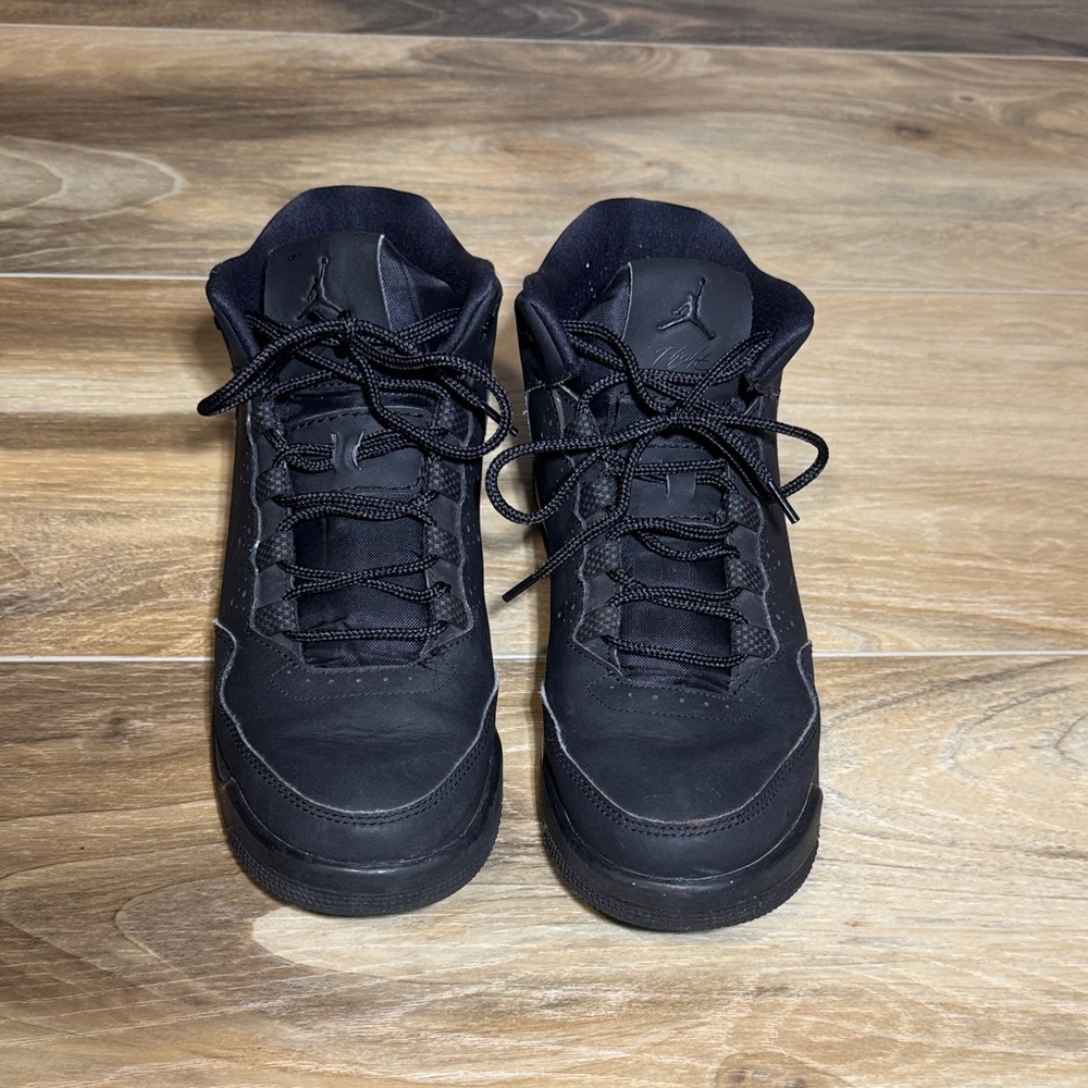 Kids Size 7 Air Jordan Origin Flight Triple Black Sneakers